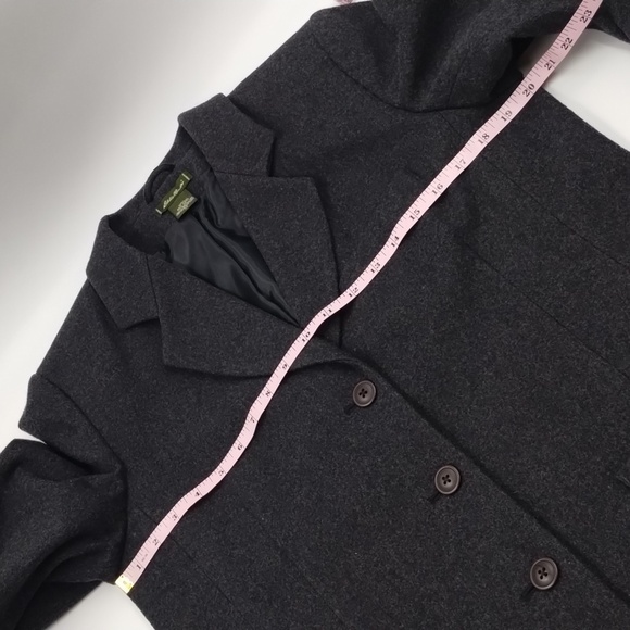 Eddie Bauer women's medium wool blazer/jacket dark gray three button w/pockets - Picture 7 of 8
